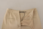 Alberta Ferretti Beige Viscose High Waist Flared Dress Trouser Pants