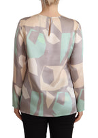 Fabiana Filippi Multicolor Silk Long Sleeves Round Neck Top Blouse