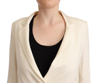 Patrizia Pepe Wrap Off White Long Sleeves Viscose Blazer Jacket