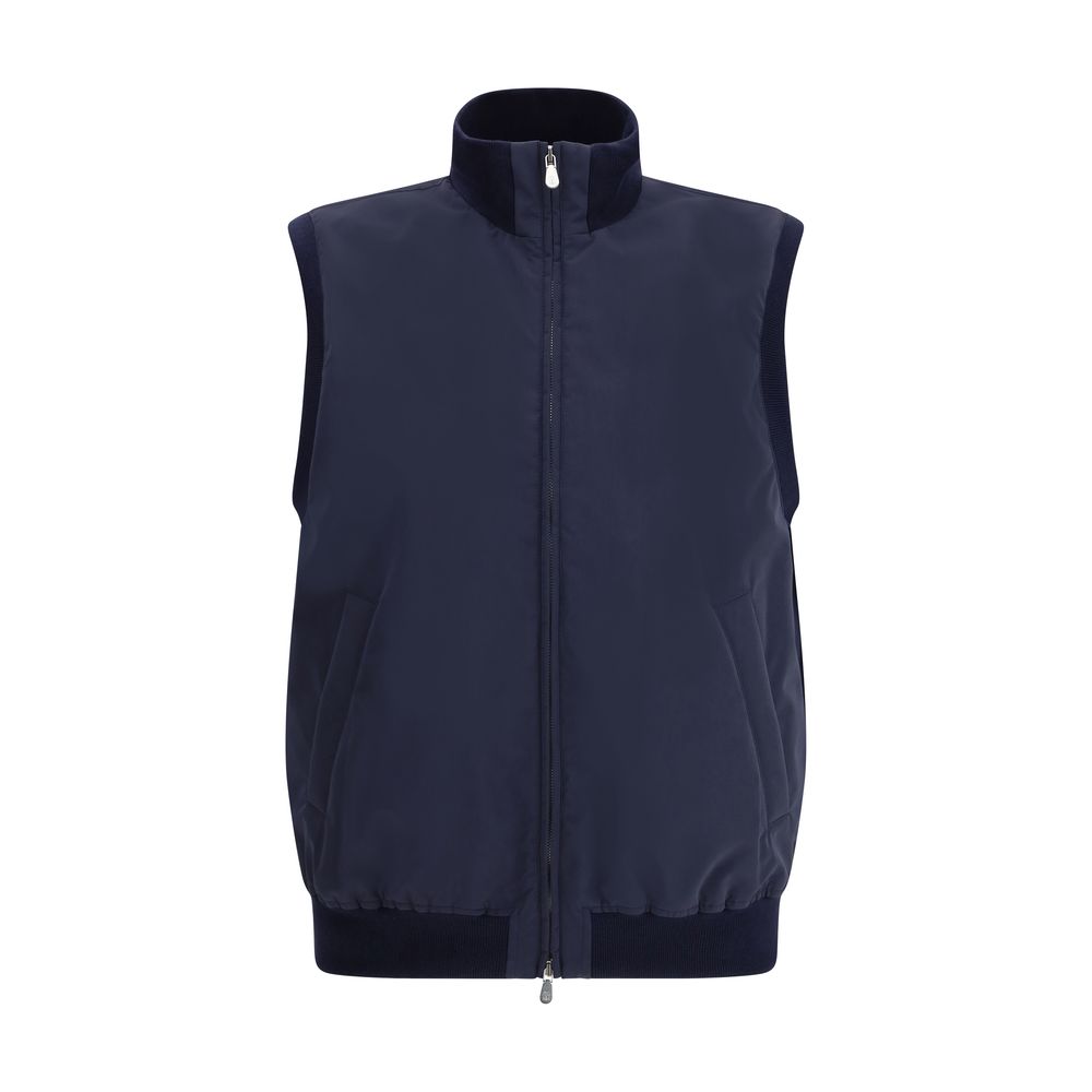 Brunello Cucinelli Blue Polyester Sleveless Jacket