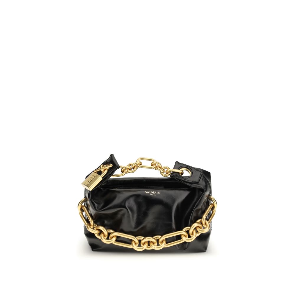 Balmain Black Calf Leather Bos Taurus Shoulder Bag