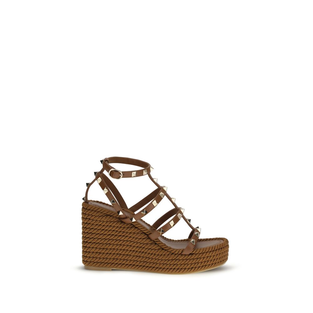 Valentino Garavani Brown Calf Leather Bos Taurus Espadrilles