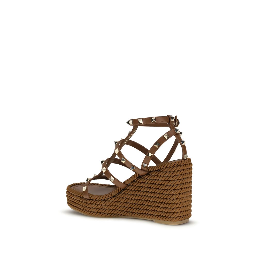 Valentino Garavani Brown Calf Leather Bos Taurus Espadrilles