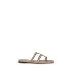 Valentino Garavani Beige Calf Leather Bos Taurus Flat Sandals