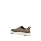 Santoni Beige Calf Leather Bos Taurus Low Top Sneakers