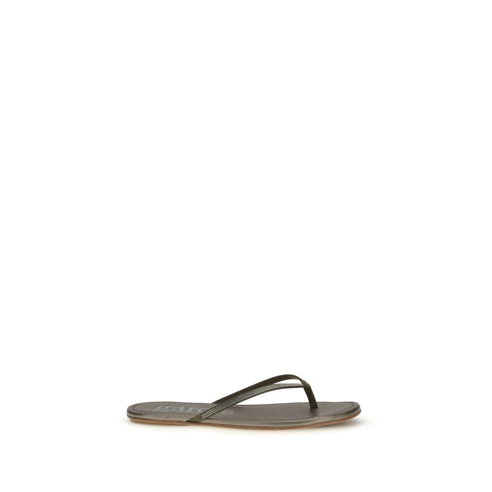 Pedro García Bicolor Crystals Flat Sandals