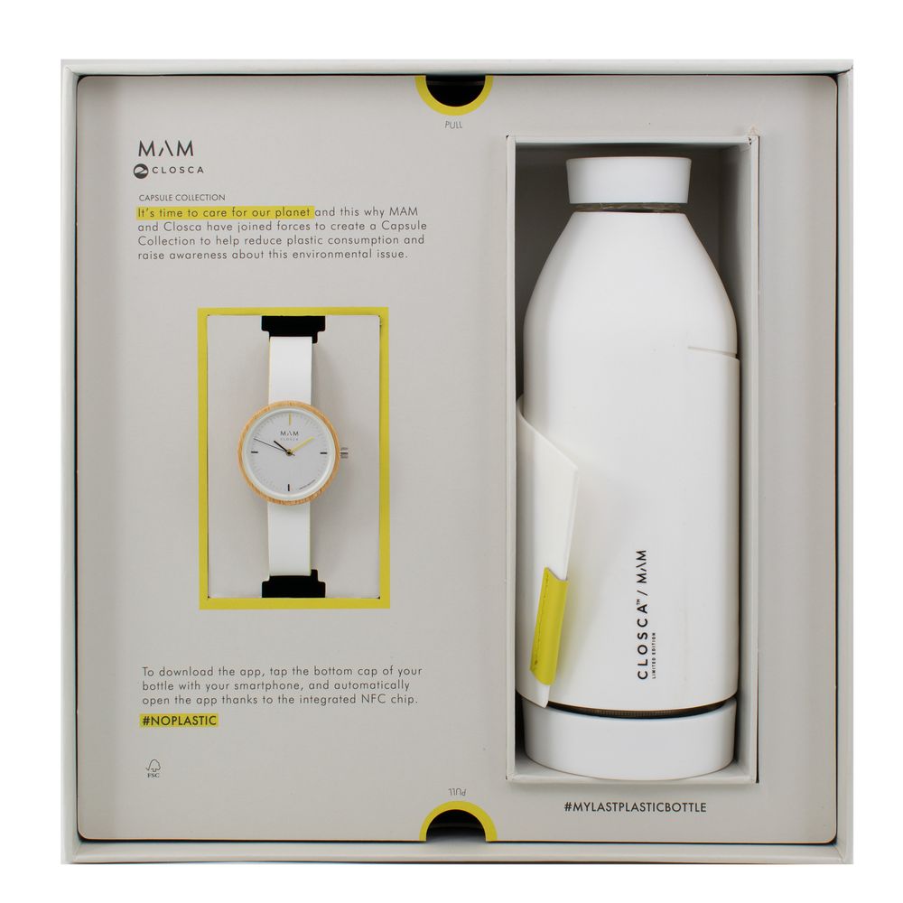 MAM White Leather Dress Watch