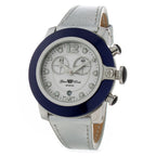 GLAM ROCK Silver Leather Dress Watch