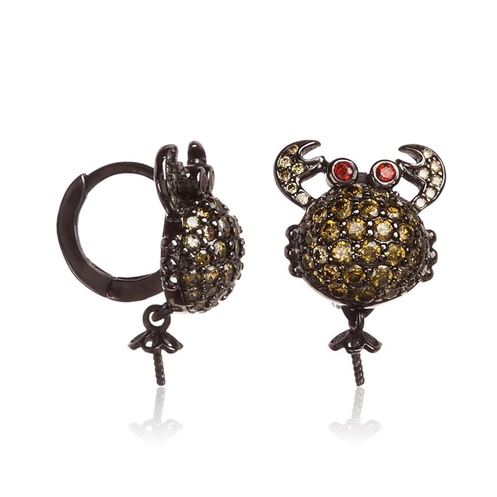 Lancaster Black Silver Earrings
