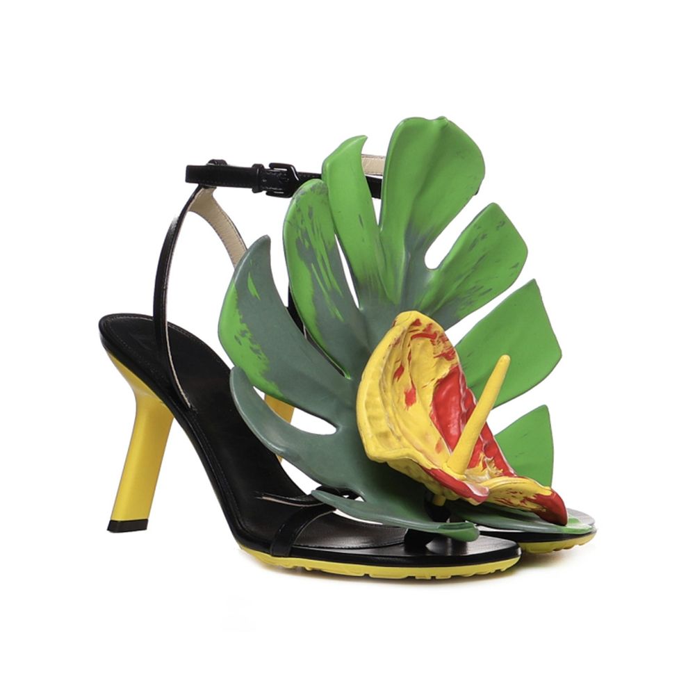 Loewe Black Lamb Leather Stiletto Heel Sandals