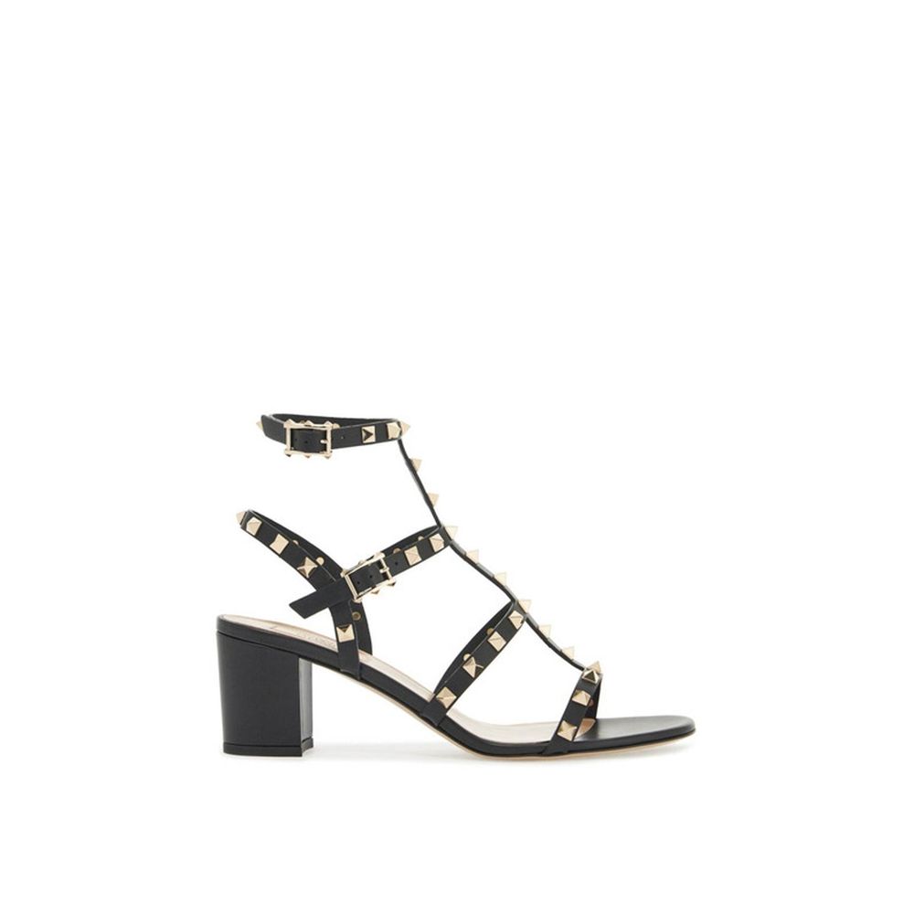 Valentino Garavani Black Calfskin Strap-On Sandals