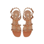 Valentino Garavani Brown Leather Flat Sandals