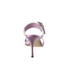 Manolo Blahnik Purple Silk Stiletto Heel Sandals