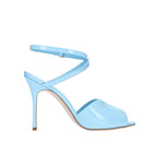 Manolo Blahnik Blue Calfskin Stiletto Heel Sandals