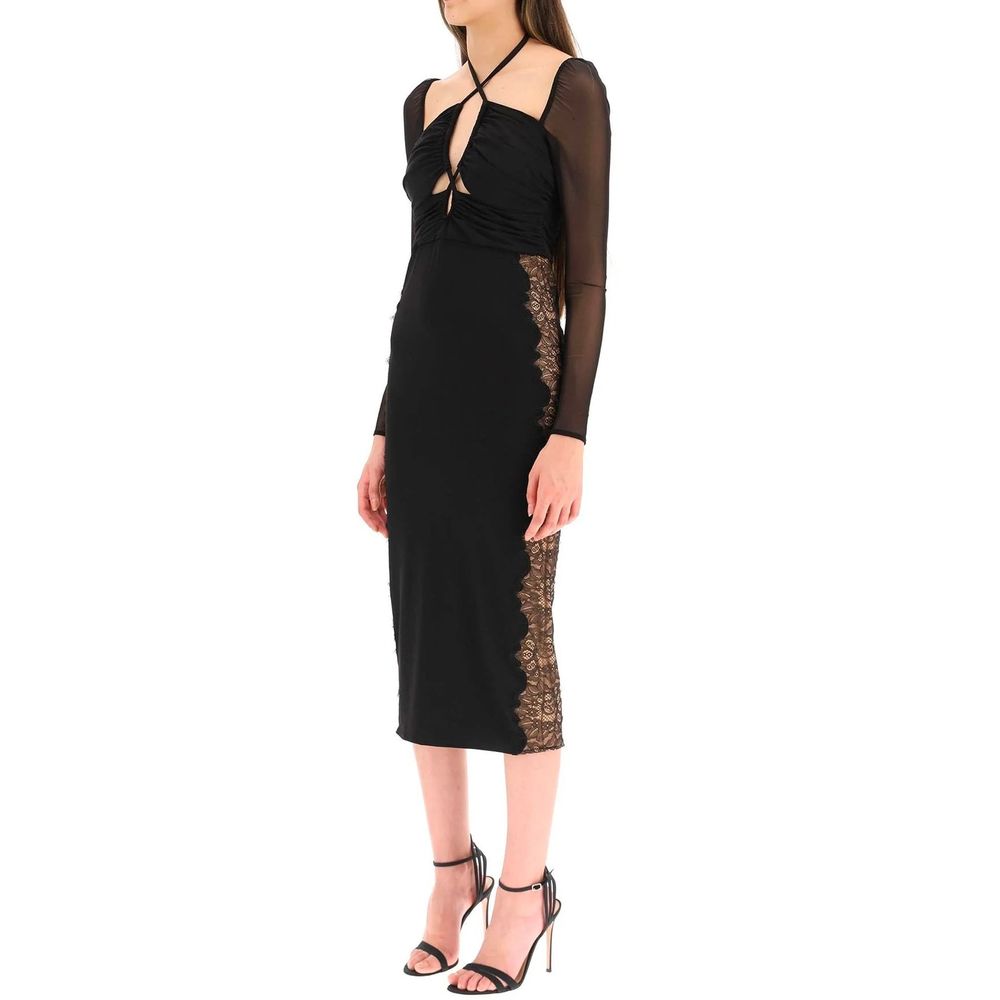 Self-Portrait Black Polyester Cocktail Dress