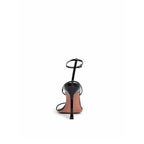 Amina Muaddi Black Calfskin Stiletto Heel Sandals