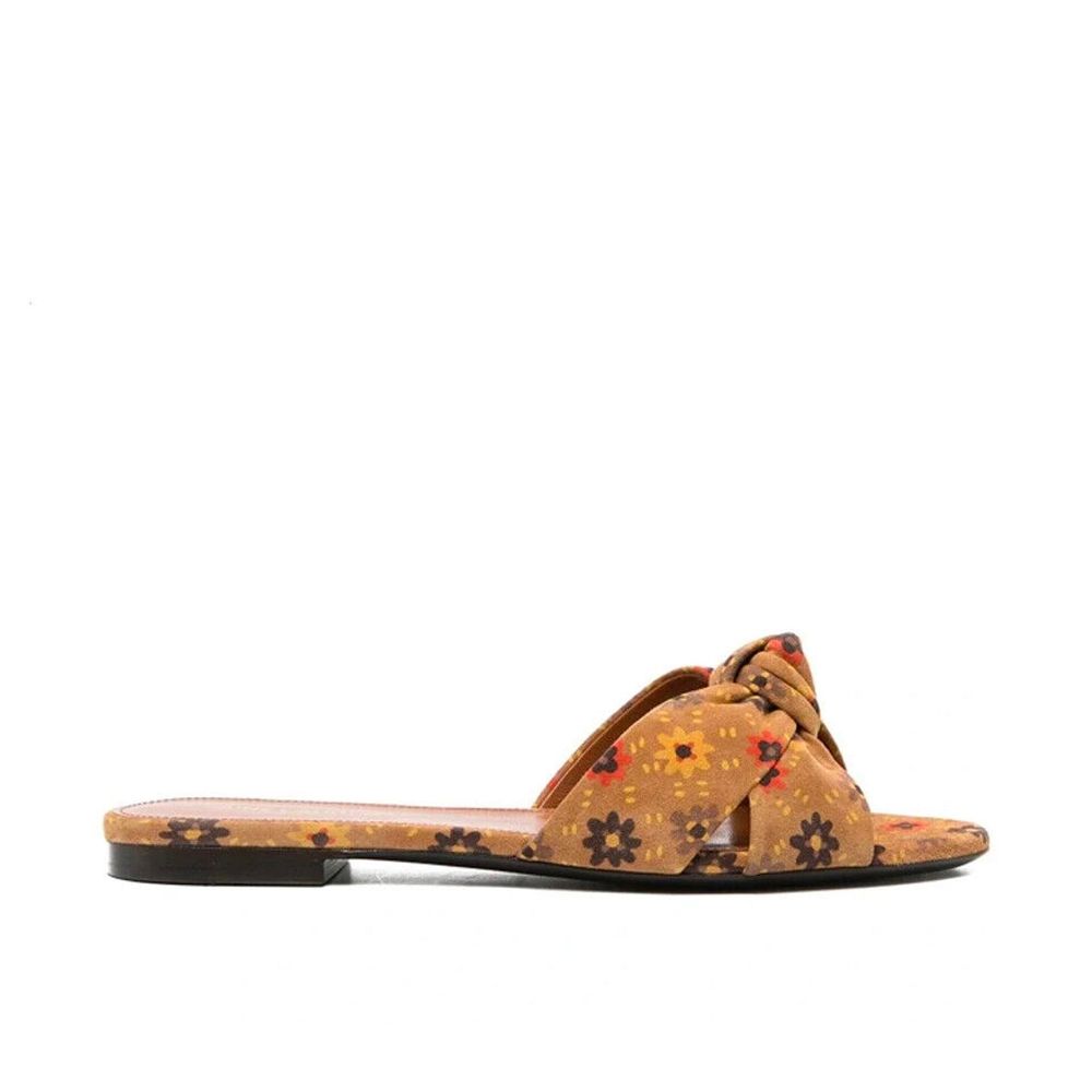 Saint Laurent Brown Leather Slides