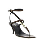 Saint Laurent Brown Calfskin Stiletto Heel Sandals