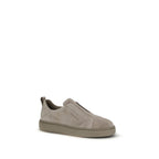 Santoni Beige Calf Leather Bos Taurus Sneakers