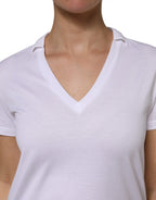 Dolce & Gabbana White V-Neck Cotton Short Sleeves T-shirt