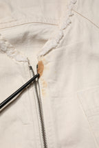 Dolce & Gabbana Off White Cotton Full Zip Denim Men Blouson Jacket