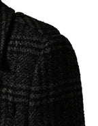 Dolce & Gabbana Grey Double Breasted Plaid Wool Coat Jacket