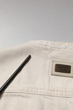 Dolce & Gabbana Off White Cotton Full Zip Denim Men Blouson Jacket