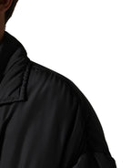 Dolce & Gabbana Black Silk Padded Parka Men Coat Jacket