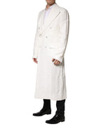 Dolce & Gabbana White Double Breasted Men Trench Coat Jacket
