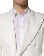 Dolce & Gabbana White Double Breasted Men Trench Coat Jacket