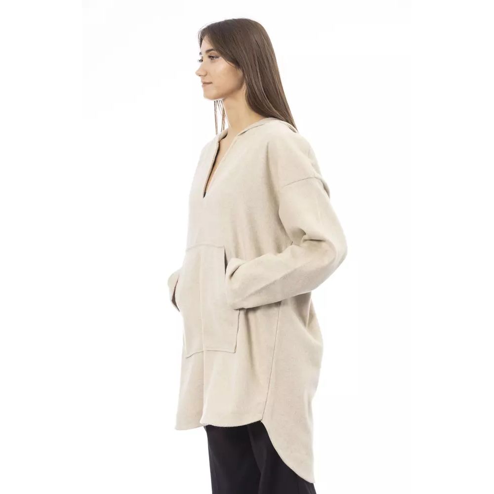 Alpha Studio Beige Wool Hoodie