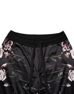 Dolce & Gabbana Black Floral Straight-Leg Chino Trouser Pants