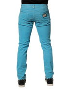 Dolce & Gabbana Blue Cotton Skinny Men Denim Trouser Jeans