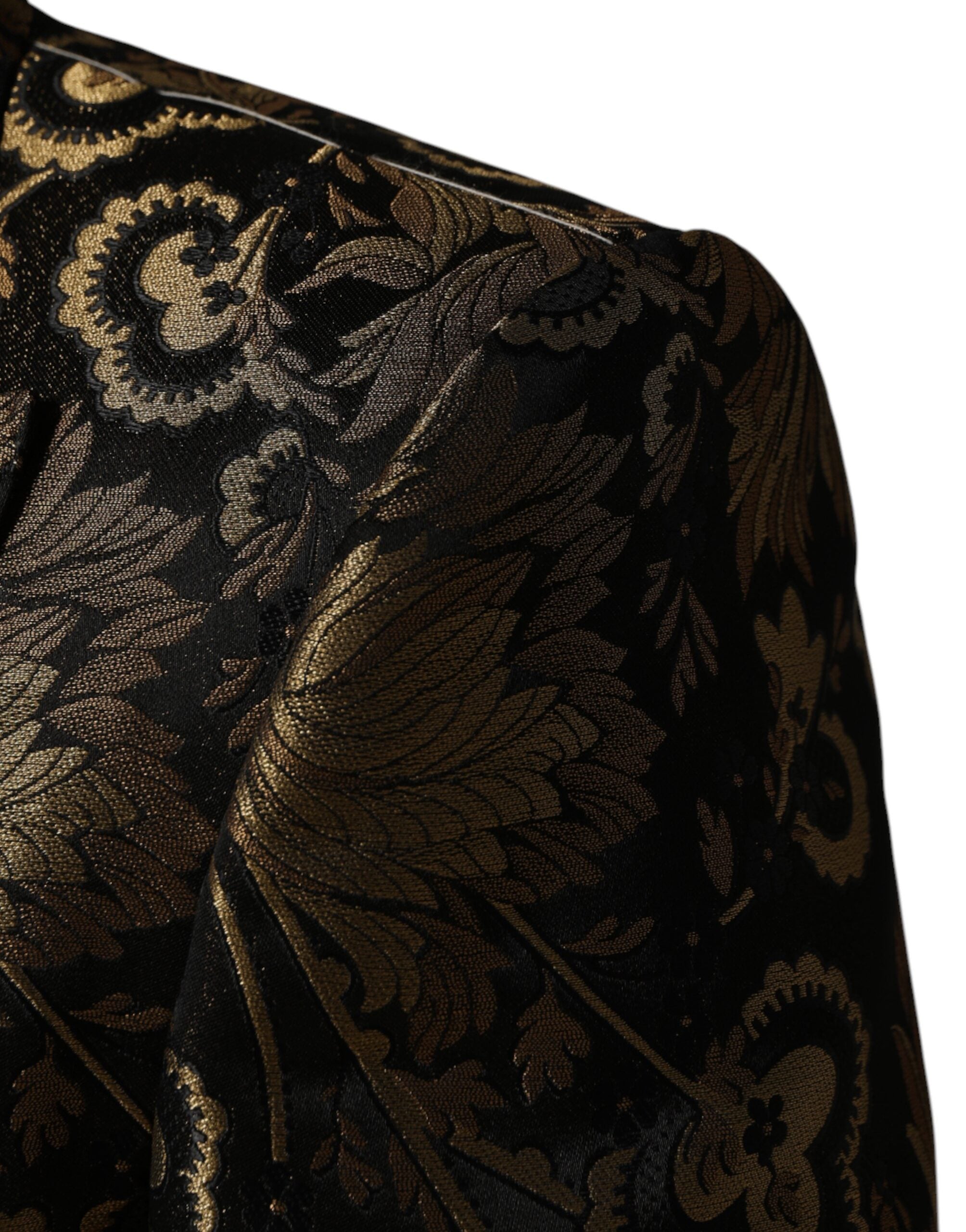 Dolce & Gabbana Black Gold Jacquard Single Breasted 2PC Suit