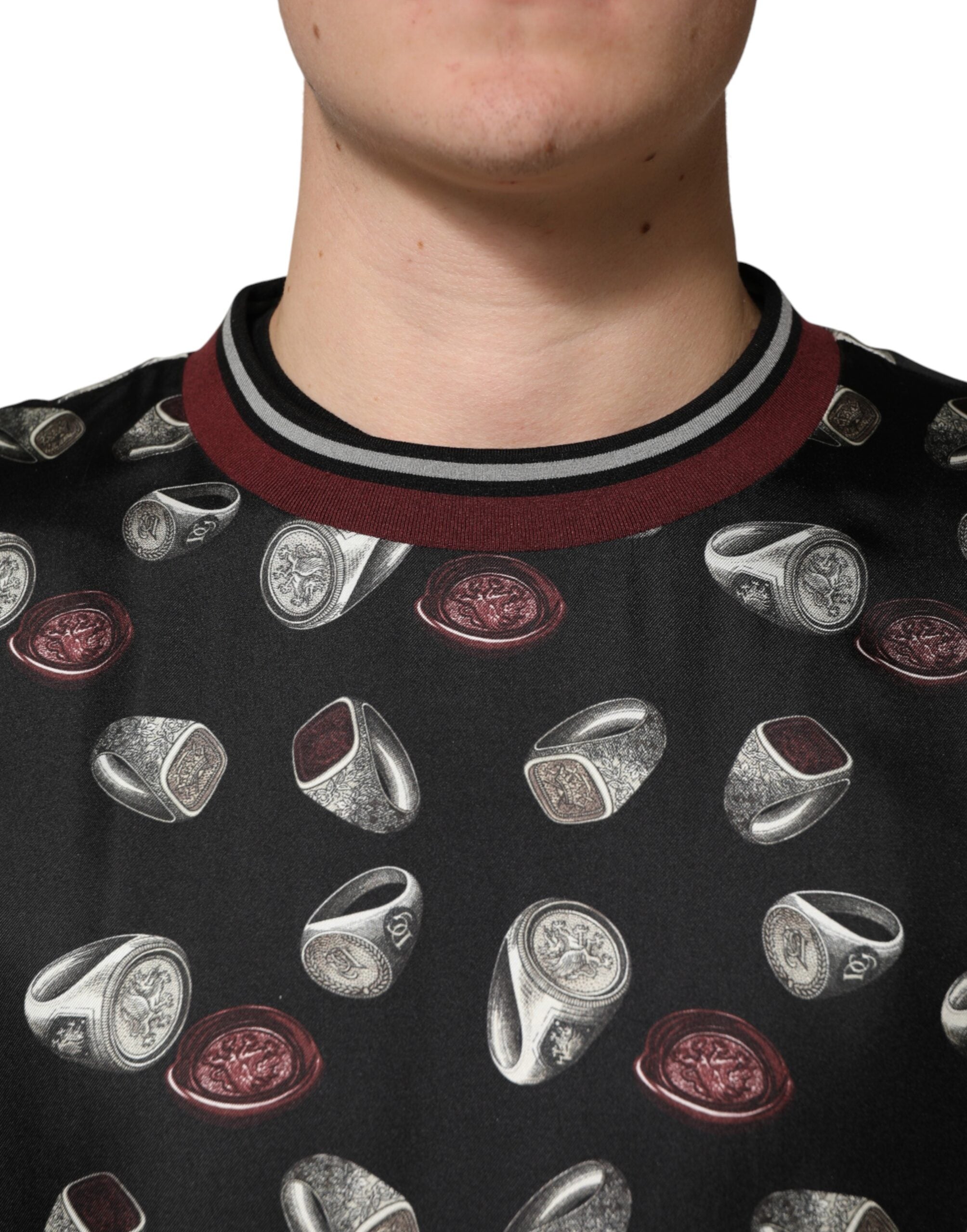 Dolce & Gabbana Black Ring Print CrewNeck Sweatshirt  Sweater