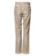 Incotex Beige Mid Waist Straight Women Casual Chino Trouser Pants