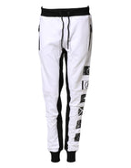 Frankie Morello Black White Skinny Jogger Sweatpants Pants