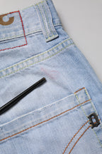 Dondup Light Blue Cotton Stretch Straight Denim Trouser Jeans