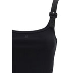 Courrèges Black Cotton Tank Tops