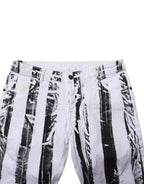 Gaelle Paris Black White Stripes Mid Waist Cropped Capri Jeans