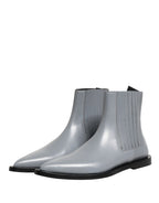 Dolce & Gabbana Light Gray Chelsea Short Ankle Boots Shoes