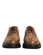 Dolce & Gabbana Brown Lace Up Leather Brogue Derby Men Shoes