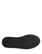 Dolce & Gabbana Blue Canvas Embellished Slip On Men Sneakers Shoes