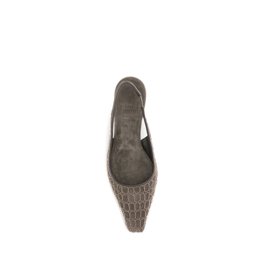 Brunello Cucinelli Brown Leather High Heel Pumps