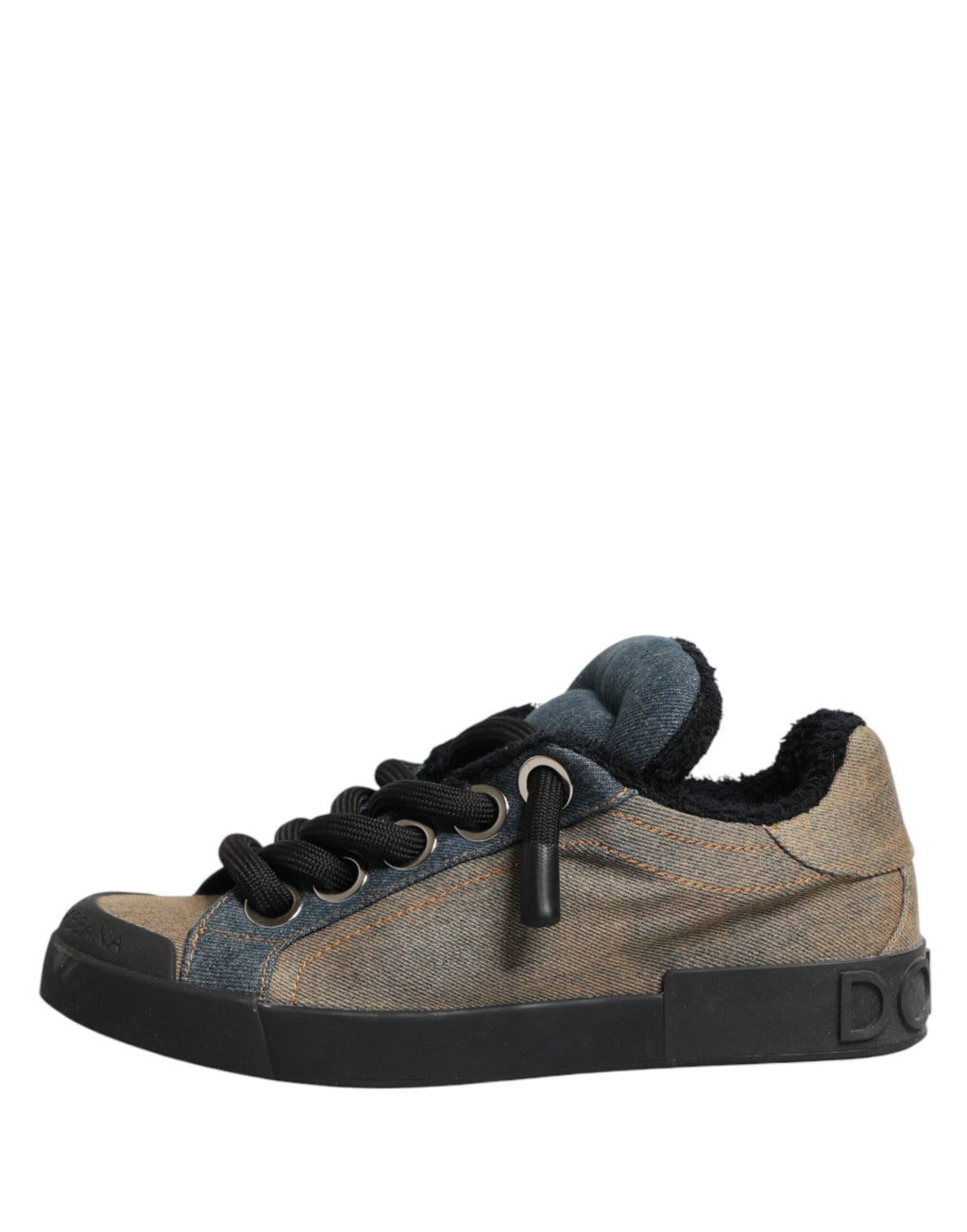 Dolce & Gabbana Multicolor Color Block Denim Low Top Sneakers Shoes