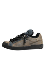 Dolce & Gabbana Multicolor Color Block Denim Low Top Sneakers Shoes