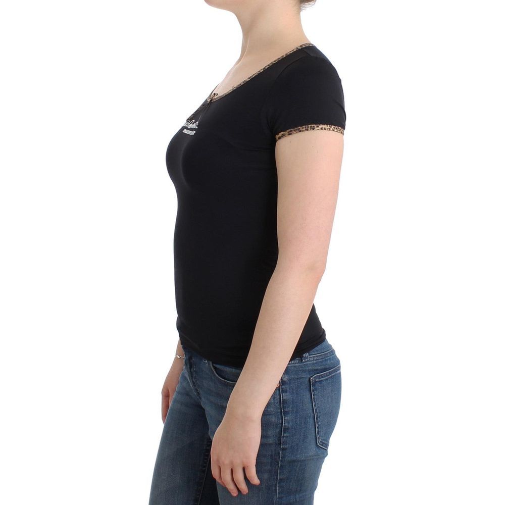 Roberto Cavalli Black Elastane Top