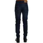 Frankie Morello Blue Cotton Slim Fit Jeans