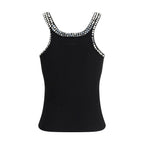PINKO Black Cotton Sleeveles T-Shirt