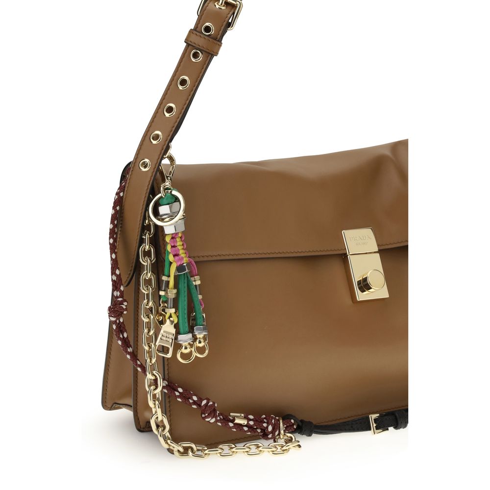 Prada Beige Calf Leather Bos Taurus Shoulder Bag